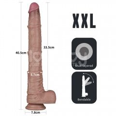 Фалоімітатор - Dual Layered Bendable Silicone Cock XXL 16'' Flesh Sex Aura | Зображення 5