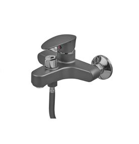 Змішувач для ванни Plamix CEZAR-009 EURO SET Graphite, зі шлангом, лійкою та кронштейном (PM0694)