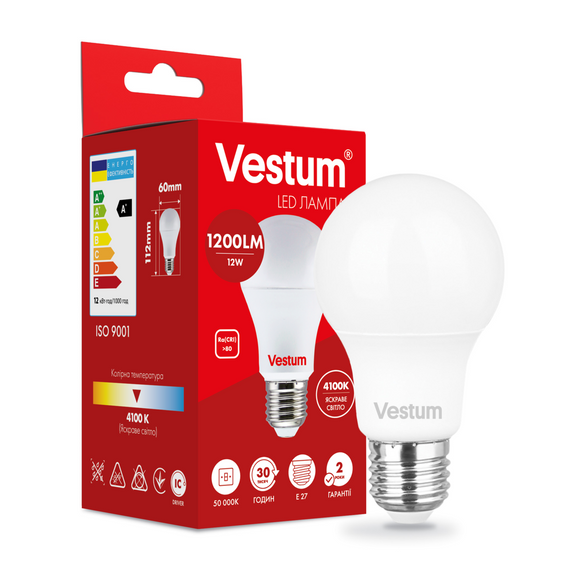 Світлодіодна лампа Vestum A60 12W 4100K 220V E27 1-VS-1103 | Зображення 2