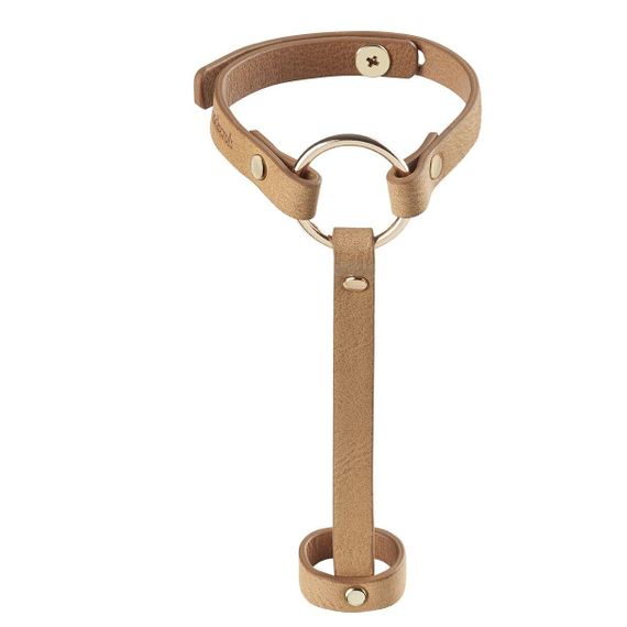 Пара браслетів на зап'ясті і палець Bijoux Indiscrets MAZE Hand Bracelet Harness Brown, екошкіра Sex Aura