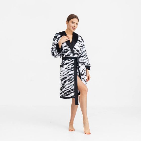 Халат женский из плюшевого велюра эксклюзивный Striped 18304 2XL-3XL | Зображення 2