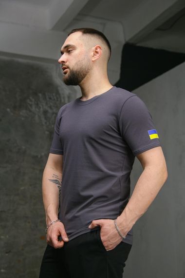 Футболка чоловіча з прапором на плечі Intruder темно-сіра (9817481398) | Зображення 2