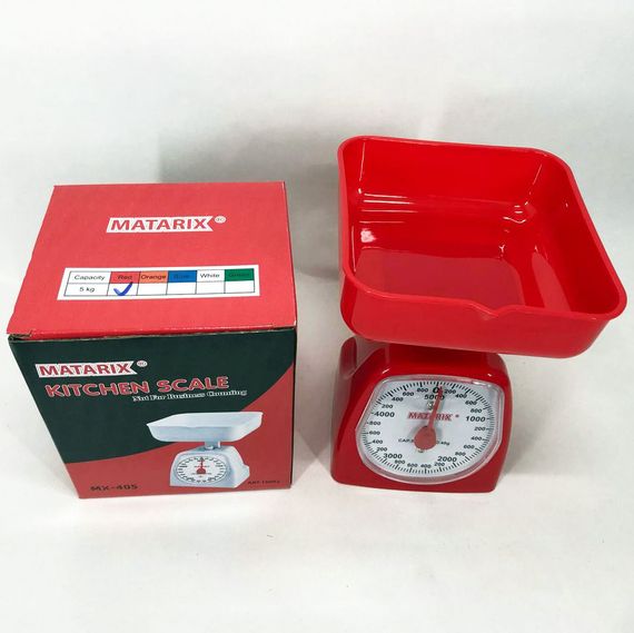 Ваги кухонні механічні MATARIX MX-405 5 кг, ваги для зважування продуктів. Колір: червоний | Зображення 9