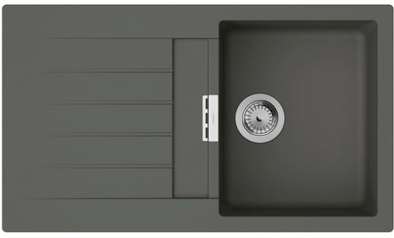 Мийка кухонна HansgroheS52, граніт, прямокутник, з крилом, 840х480х190мм, чаша - 1, врізна, сірий камінь (43356290)