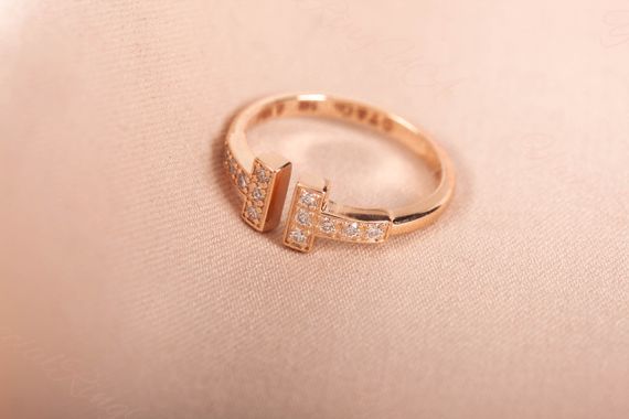 Кольцо тиффани из красного золота с фианитами 22 | Зображення 4