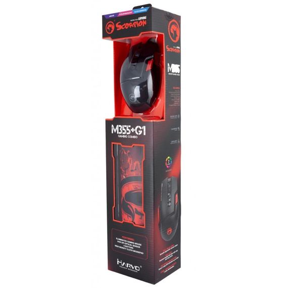 Мишка Marvo M355+G1 USB Black (M355+G1) | Зображення 5