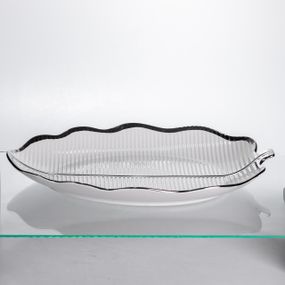 Порцелянова менажниця «Листок» з чорним обідком 2 секції 35,5 см ML6046