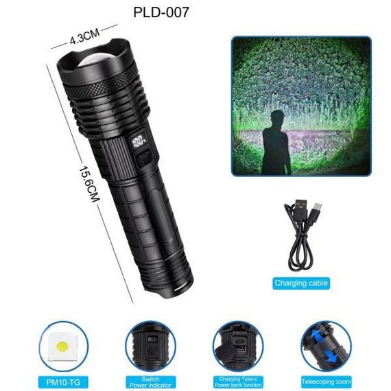 Ліхтарик PLD-H007 White Laser LED PM10-TG із вбудованим акумулятором PowerBank, Ліхтарик тактичний ручний | Зображення 5