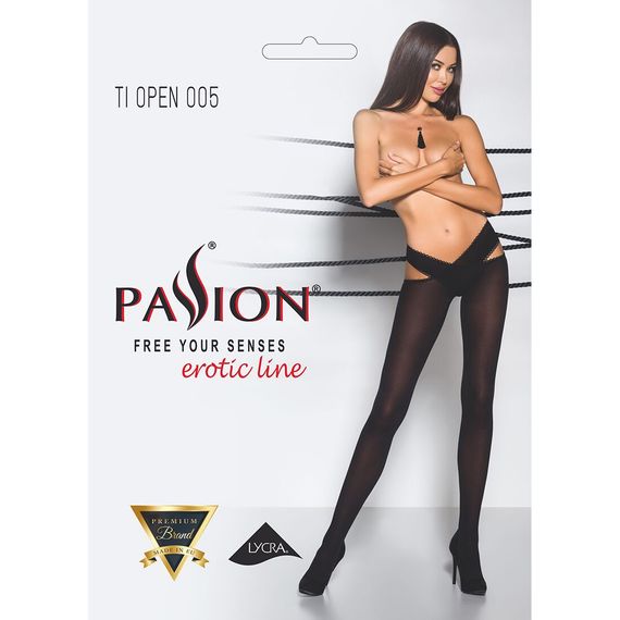 Еротичні колготки Passion TIOPEN 005 3/4 (60 den), nero, з вирізом, оригінальний пояс | Зображення 4