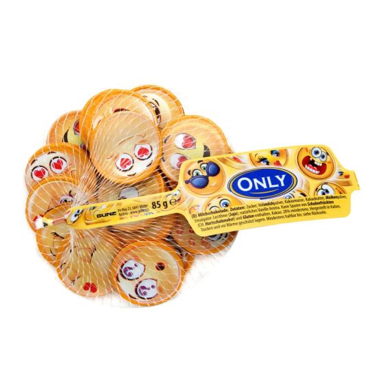Монеты золотые смайлик (эмоджи) шоколадные новогодние в сетке Only, 85 г (Австрия)