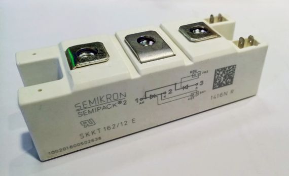 Силовий тиристорно-тиристорний електроізольований модуль  156A / 1200V SKKT 162/12 E (SEMIKRON) | Зображення 2