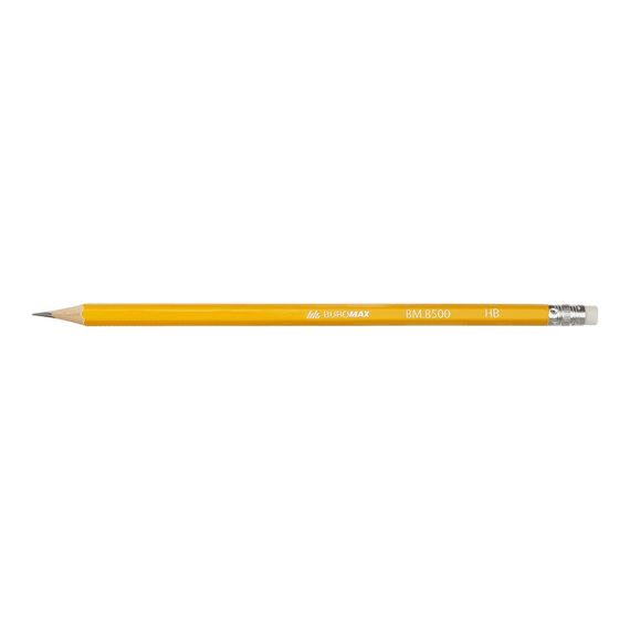 Олівець графітовий CLASSIC BM.8500 BUROMAX, HB, з гумкою, жовтий корпус (4823078957597)