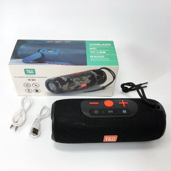 Портативна Bluetooth колонка TG341 зі шнурком, акумуляторна переносна колонка. Колір: чорний | Зображення 1