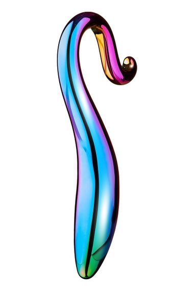 Вигнутий скляний фалоімітатор Dream Toys Glamour Glass, різнокольоровий Sex Aura | Зображення 2