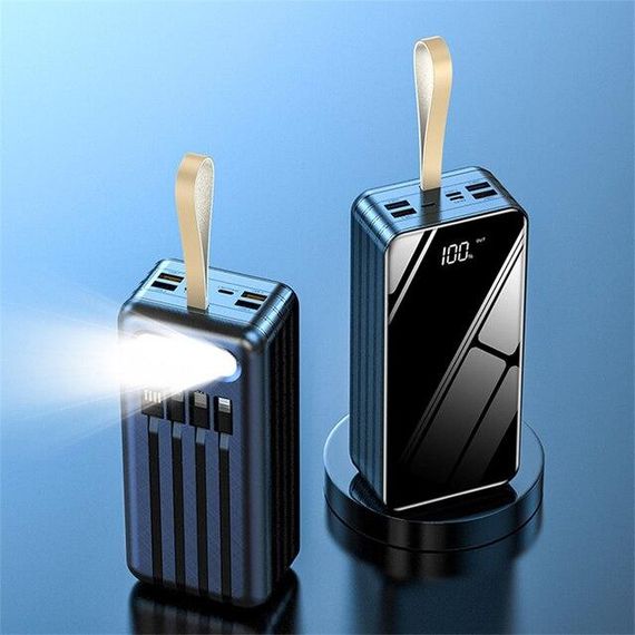 Power Bank 20000 mAh со встроенными кабелями и фонариком | Зображення 1
