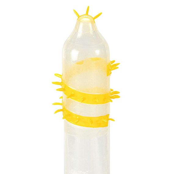 Насадка на член Recare Spike Condom Yellow (презерватив з вусиками та спіраллю шипів) | Зображення 1