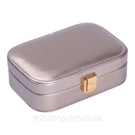 Шкатулка для украшений из эко кожи 15×10×5 см с зеркалом органайзер для ювелирных изделий HP-5-33G | Зображення 2