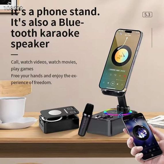 Підставка для телефону, динамік для караоке, Microphone speaker set K18 (43688-_414) | Зображення 2