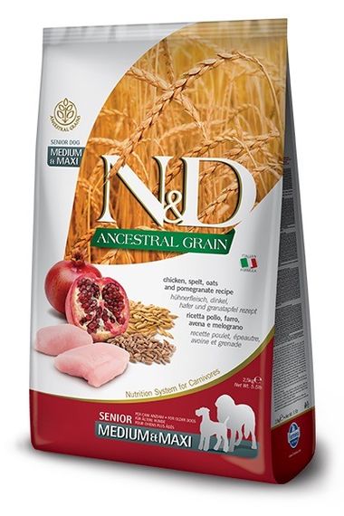 Сухий корм з куркою для літніх собак Farmina N&D LG Chicken & Pomegranate Senior Medium & Maxi, 2.5 кг