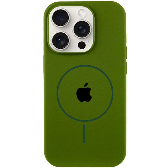 Чохол Silicone Case Full Protective (AA) with MagSafe для Apple iPhone 14 Pro Max (6.7") Зелений / Dark Olive