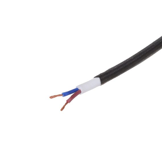 Декоративный кабель в тканевой оплетке IU-2 2x0,75 BK (1м)