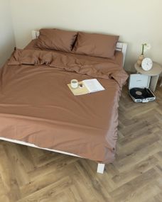 Постільна білизна євро Dushka Home Сатин Люкс 20898 200х220 см капучіно