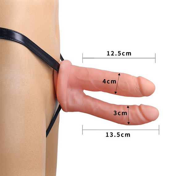 Подвійний страпон Lovetoy Unisex Hollow Double Penetrator, тілесний | Зображення 4
