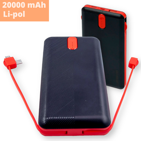 Повербанк Power Bank Sword SW-20PO3 20000 mAh Micro USB / Lightning / Type-C чорно-червоний (24409-SW20PO3_1091) | Зображення 1