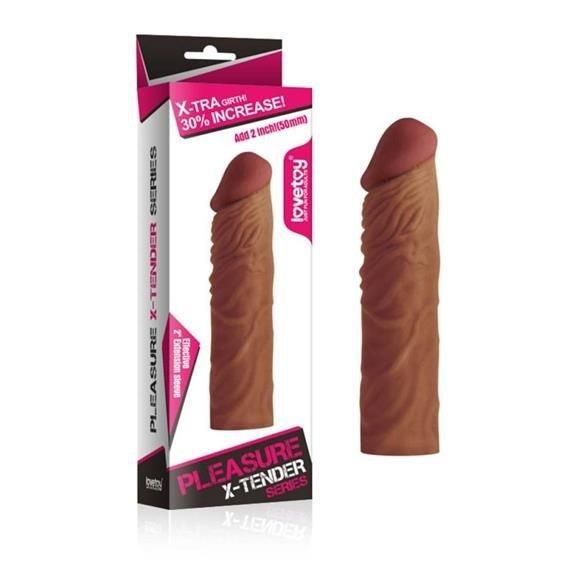 Насадка на член - Pleasure X-Tender Penis Sleeve Add 2" Brown sexstyle