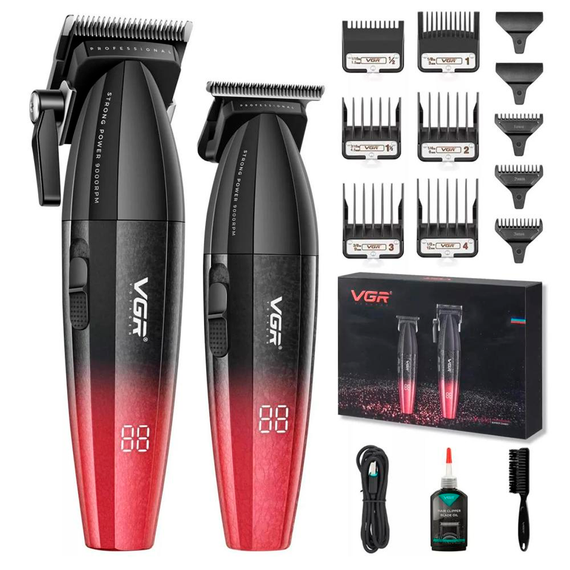 Комплект VGR 2 в 1 V-640 RED акумуляторна машинка для стрижки clipper та тример (45691-V-640_1888) | Зображення 3