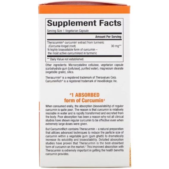 Куркума Natural Factors CurcuminRich Theracurmin 60 Veg Caps NFS-04538 | Зображення 2