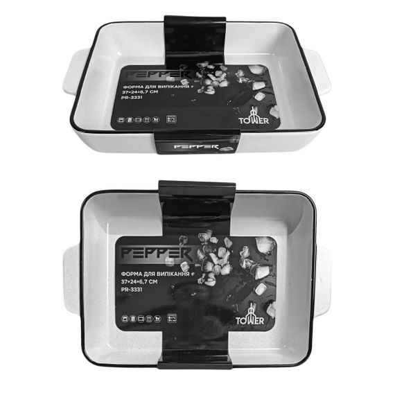 Форма для выпечки прямоугольная Pepper Tower PR-3331 37x24x6.7 см белая | Зображення 6
