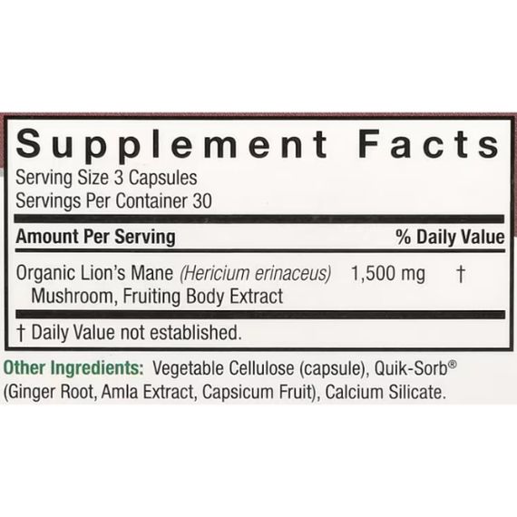 Комплекс для профілактики роботи головного мозку Nature's Answer Lion's Mane 1500 mg 90 Veg Caps | Зображення 1