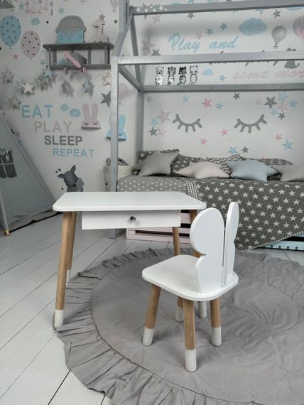 Дитячий столик і стільчик метелик білий. Столик із шухлядою для олівців і розмальовок 79850 | Зображення 3