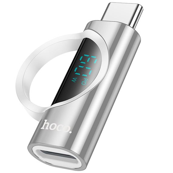Переходник Hoco UA32A Type-C male to Lightning female display adapter Silver | Зображення 1