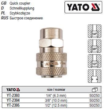 Швидкознімна муфта YATO Польща внутрішня різьба Ø=3/8" YT-2394