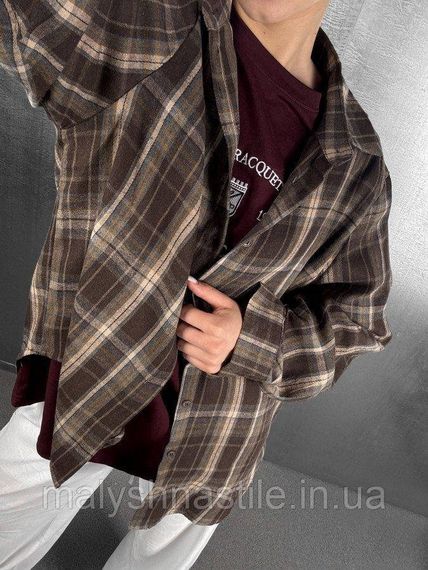 Женская рубашка клетка brown/beg ДЛ7309 | Зображення 6