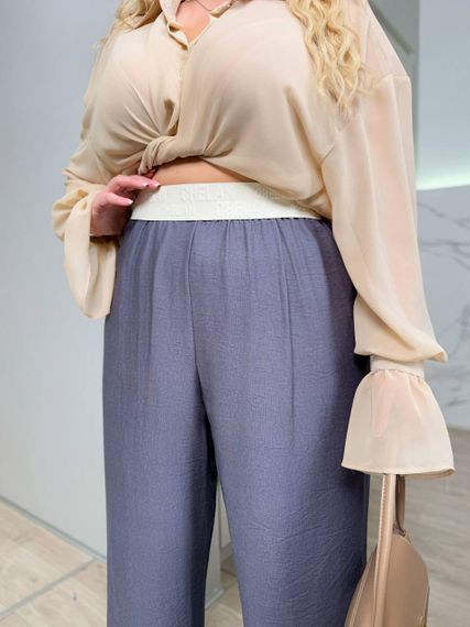 Женские льняные свободные легкие брюки BR1783 цвет серый, размер 56/58 | Зображення 1