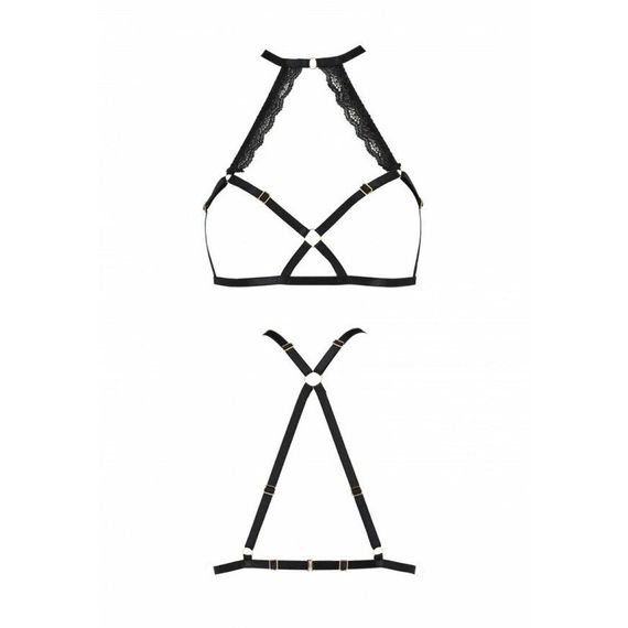 Портупея из стреп с кружевом Passion Exclusive LORRY BRA XXL/XXXL, black, стринги в комплекте | Зображення 4