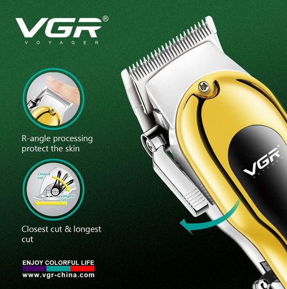 Акумуляторна машинка для стрижки з потужним мотором 9000 RPM, LED-дисплеєм, VGR V-026 Gold (46208-V-026 GOLD_1315) | Зображення 4