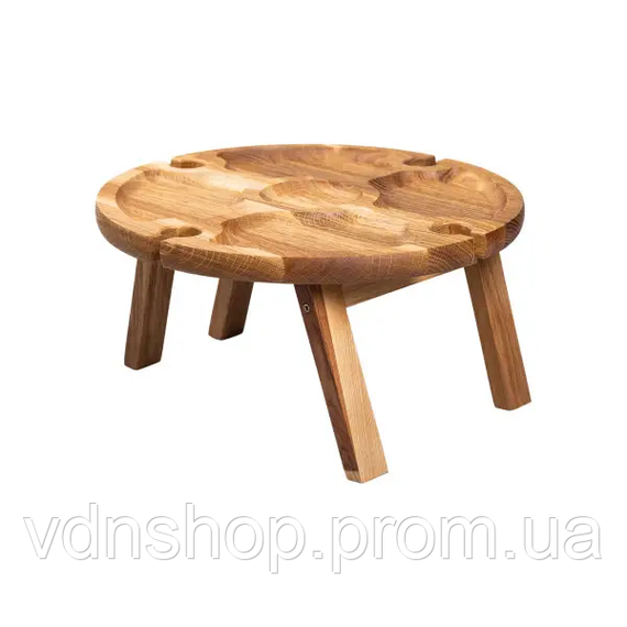 Винный круглый столик из дерева 35х35х18 см на ножках BWR35018S