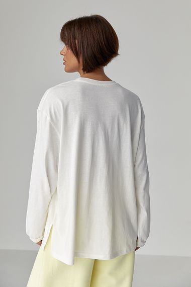 Лонг вільного фасону з написом - білий цвет, ONE SIZE (є розміри) | Зображення 1