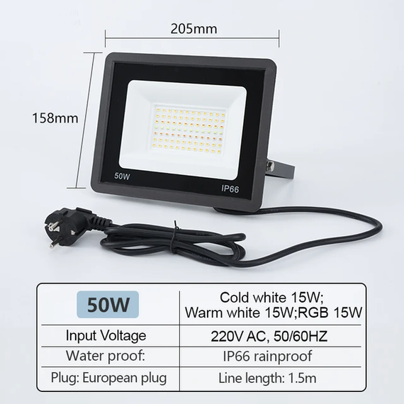 Світлодіодний смарт-проектор SV IP66 Водонепроникний Led 220 В 50 Вт Tuya Smart підключення (sv3359) | Зображення 1