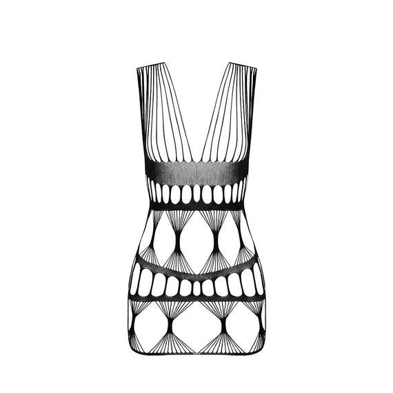 Бодістокінг-сукня Passion BS089 black, міні, плетіння у вигляді павутини | Зображення 4