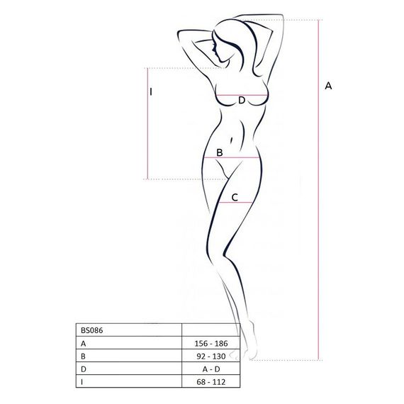 Бодістокінг з доступом Passion BS086 white, вертикальна сітка, виріз на спинці, One size | Зображення 4