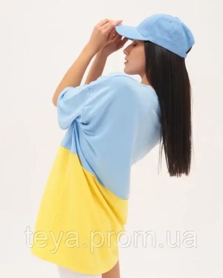 Футболка для жінок колір жовтий/блакитний розмір 3XL FI_002408 | Зображення 1