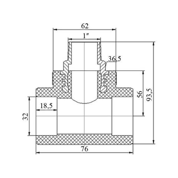 Трійник PPR Blue Ocean 32х1"х32 ЗР SD00009253 | Зображення 1
