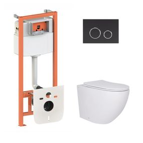 Готовое решение Qtap для ванной комнаты: подвесной унитаз Robin Ultra Quiet 520x365x365 + комплект инсталляции Nest 4 в 1 (круглая