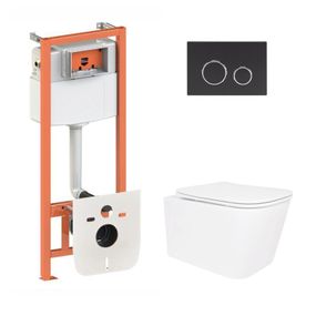 Готовое решение Qtap для ванной комнаты: подвесной унитаз Crow Ultra Quiet 520x360x290 + комплект инсталляции Nest 4 в 1 (круглая