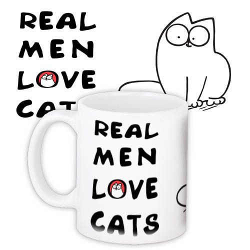 Чашка з принтом Real men love cats 330 мл (KR_PRI100)